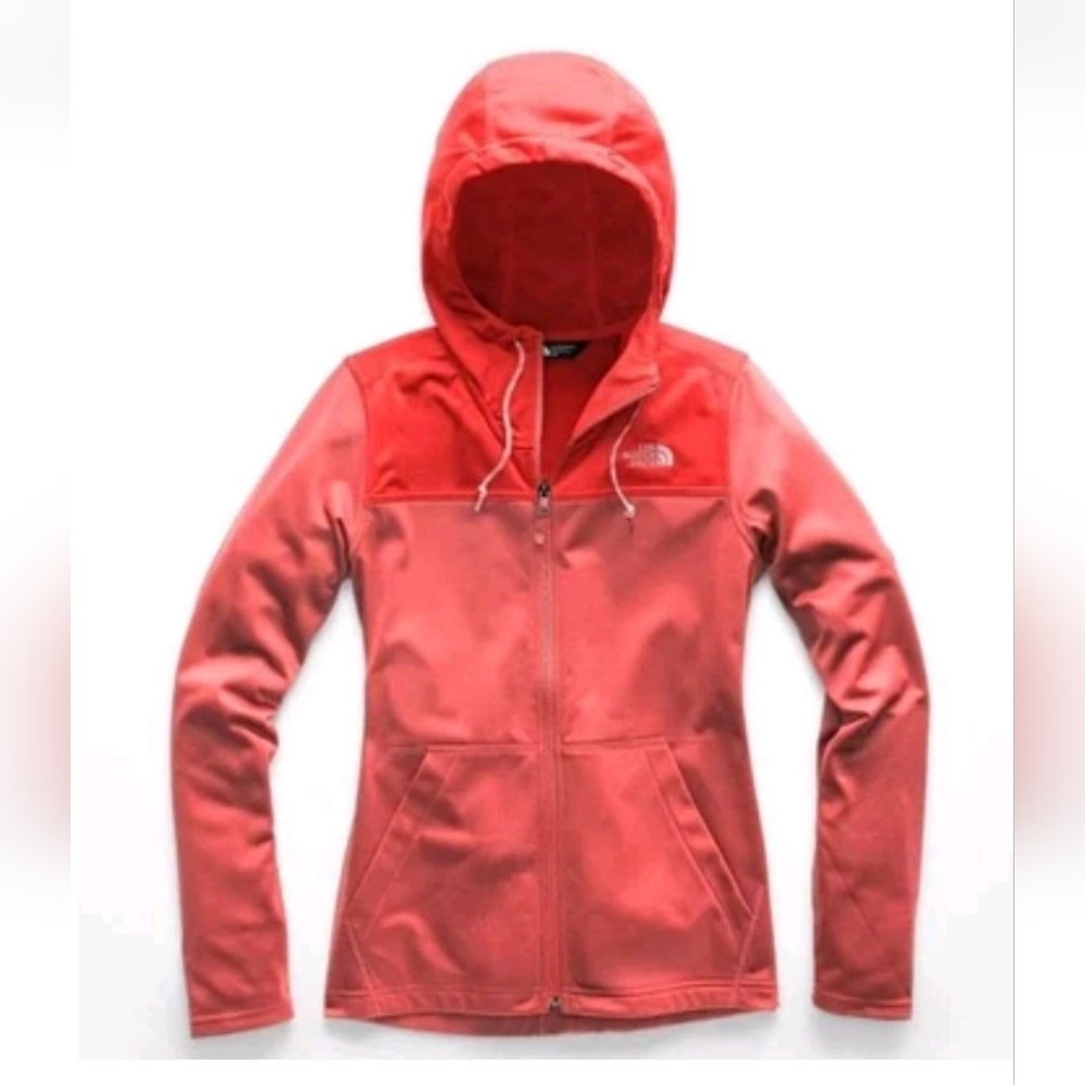 The North Face Orange Fleece Full Zip Mezzaluna Hoodie Jacket Tech NF M Nwot B26